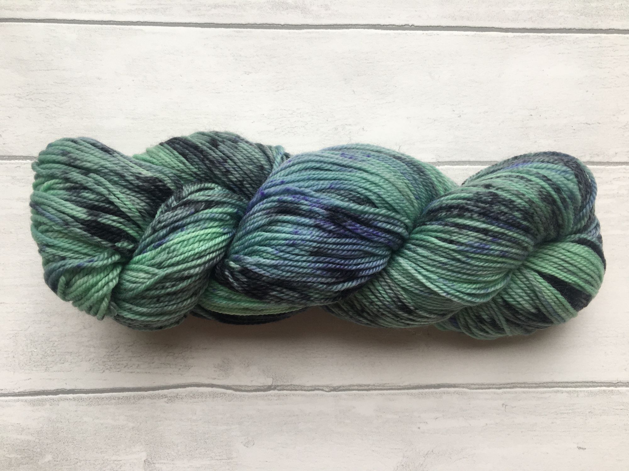 Grinch - Hand dyed christmas yarn, Green Chartreuse black spots